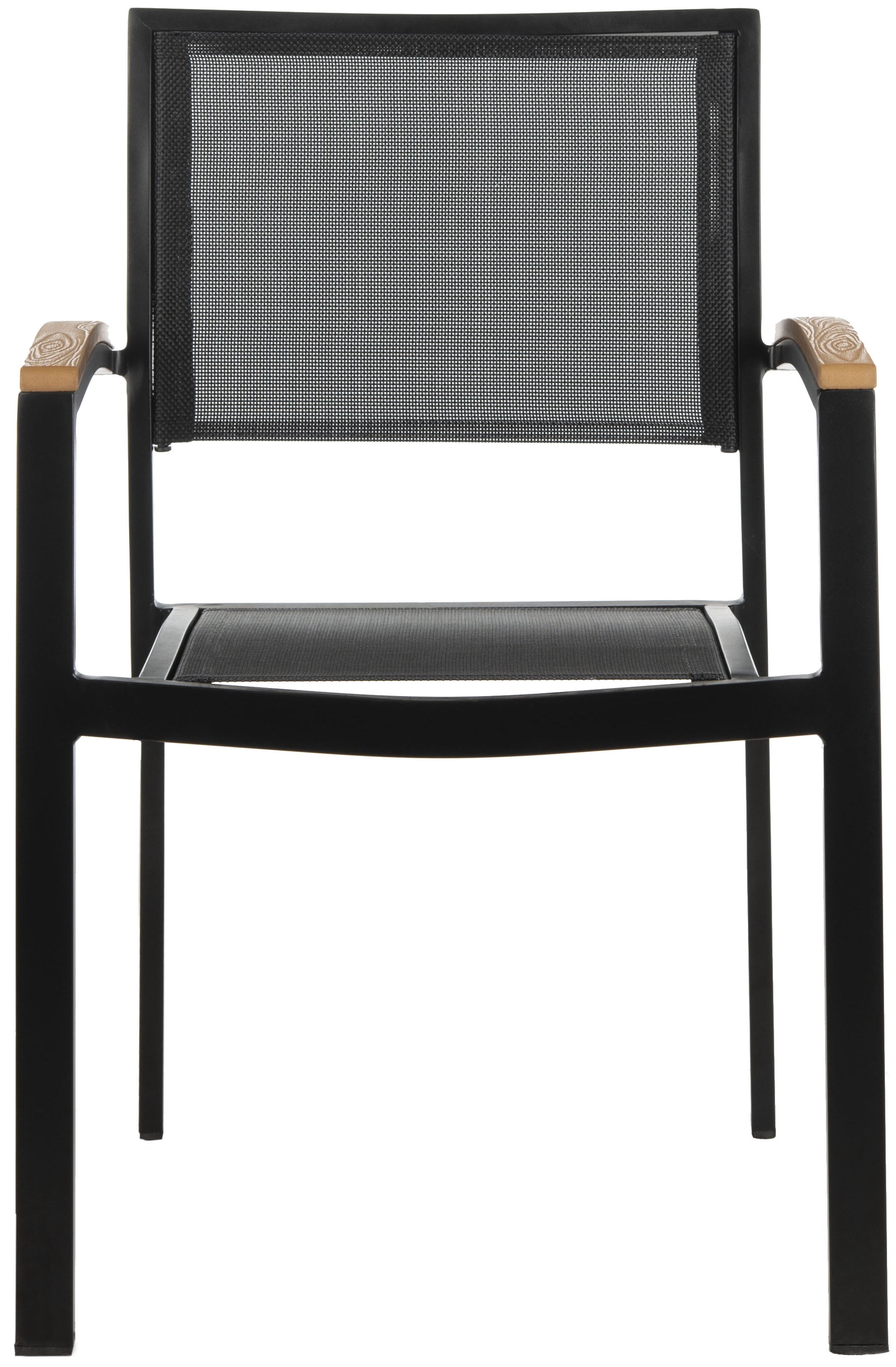 SAFAVIEH Kaelan Outdoor Patio Stackable Chair, Black/Brown, Set of 2