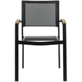 thumbnail image 3 of SAFAVIEH Kaelan Outdoor Patio Stackable Chair, Black/Brown, Set of 2, 3 of 12