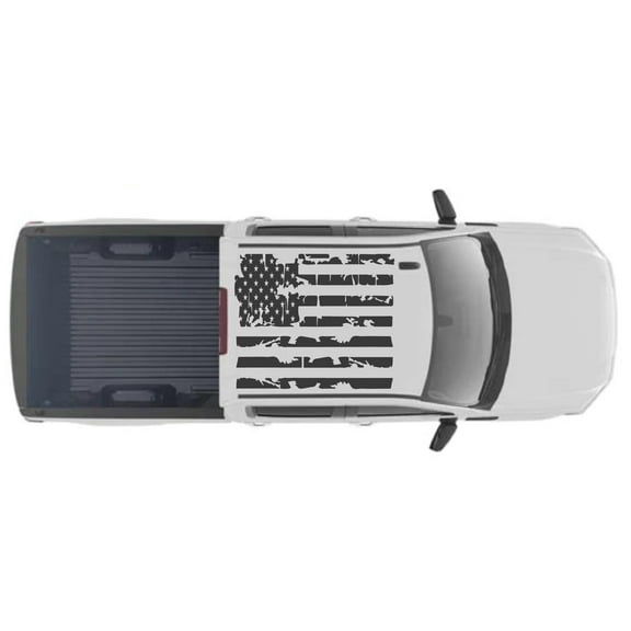 AnyStickerYouWant - Rooftop USA American Flag Decal Sticker Fits on & Compatible with GMC Sierra 1500 Truck - Truck Full Roof Flag Decal Sticker Kit - Distressed or Regular