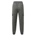 thumbnail image 4 of Pantalones cargo para hombre con cordón elástico en la cintura, pierna recta, bolsillos laterales y traseros, poliéster ligero, para uso informal/deportes al aire libre, tallas S-XXL, 4 of 5