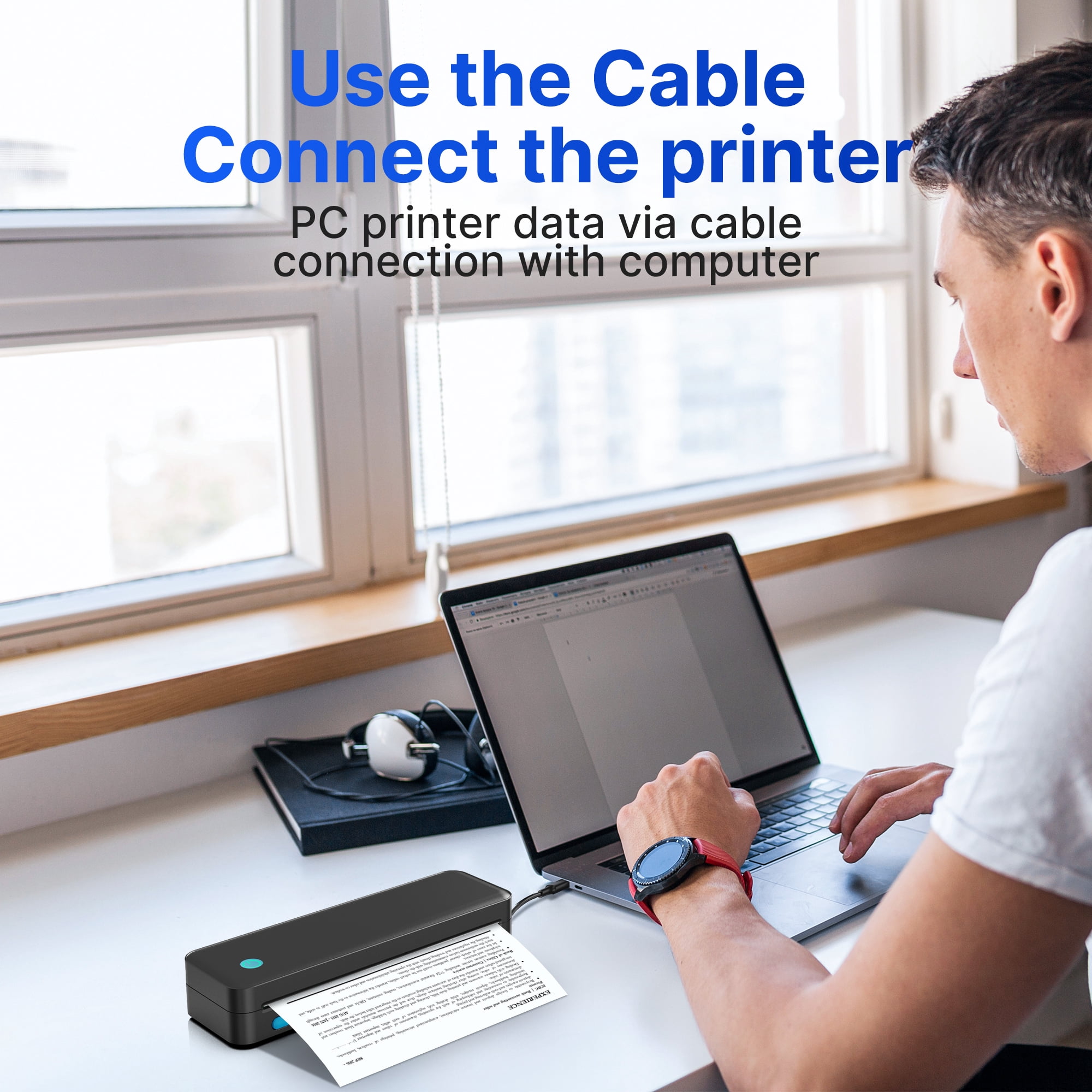 CHIVALZ Portable Printers for Travel, Support & 8.5"x11" US Letter Size, for Home Use Suitable for Phone & PC