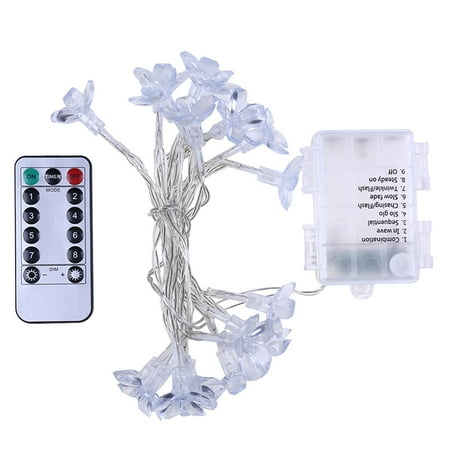 

20 Bulbs for Wedding & Party Decor Remote Controlled White LED Plum Blossom String Lights
