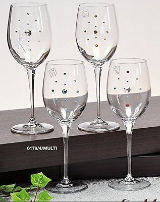 Le Monde Cadeaux, Swarovski Jeweled Crystal Wine Glasses on a Long Stem