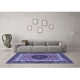 thumbnail image 3 of Ahgly Company Machine Washable Indoor Square Abstract Blue Modern Area Rugs, 4' Square, 3 of 4