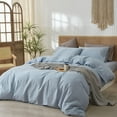 thumbnail image 2 of Washed Cotton Duvet Cover Set Linen Feel Natural Wrinkle Lightweight Comfy (King  Linen), 2 of 5