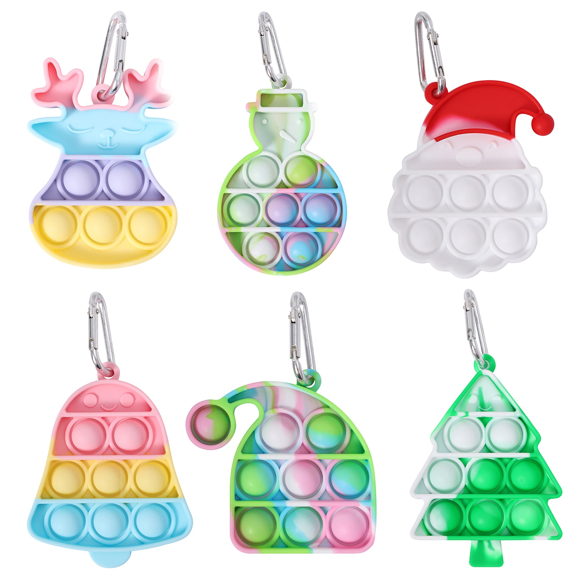 Christmas Push It Pop Bubble Keyrings Fidget Toys Stress Relief Sensory Autism 