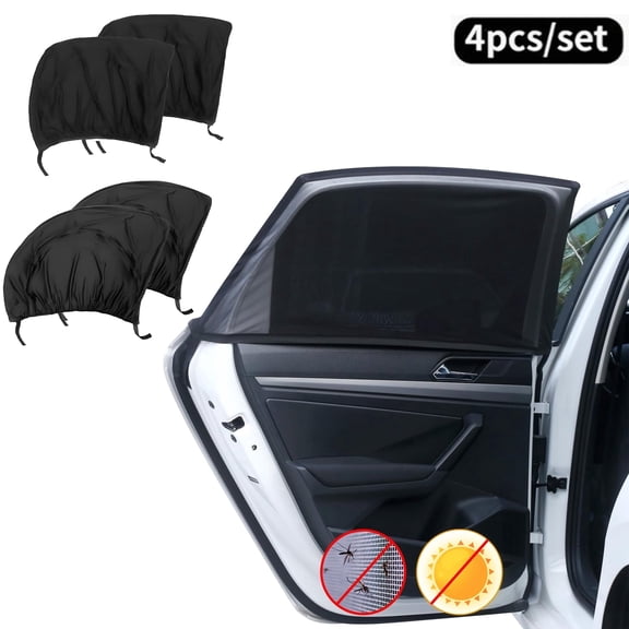 Car Window Shades, 4 Pack Breathable Mesh Side Sun Stretch Screens for Baby/Camping Heat Block UV Protection, Back Covers Car, Truck, SUV, Van, 35.4"x51.2"