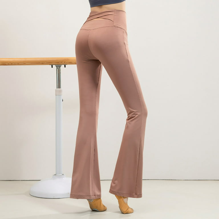 Ploknplq Women's Yoga Pants All-season Activewear Boho Full Length Slim Fit  Boot Cut High Waist Flare Leggings Khaki S 