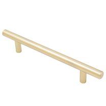 Bar Cabinet Pull, 128 Millimeters, 188mm Overall Length, Satin Brass by Stone Harbor Hardware