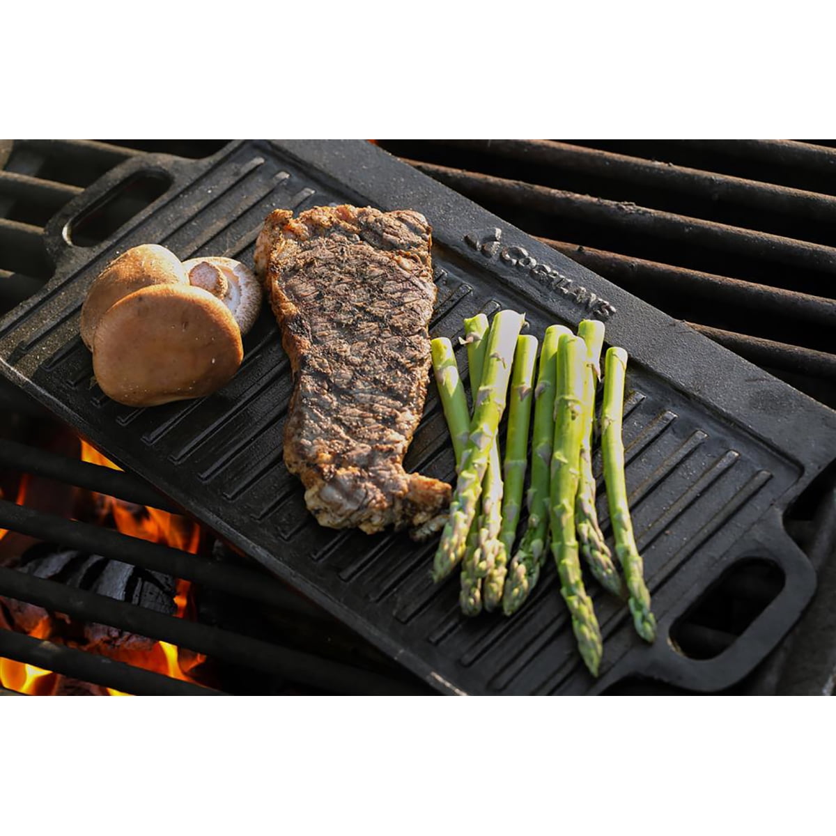 Coghlan's Double-Sided Cast-Iron Griddle - 18" X 9" - Heavy duty and pre-seasoned, for camping and indoor use