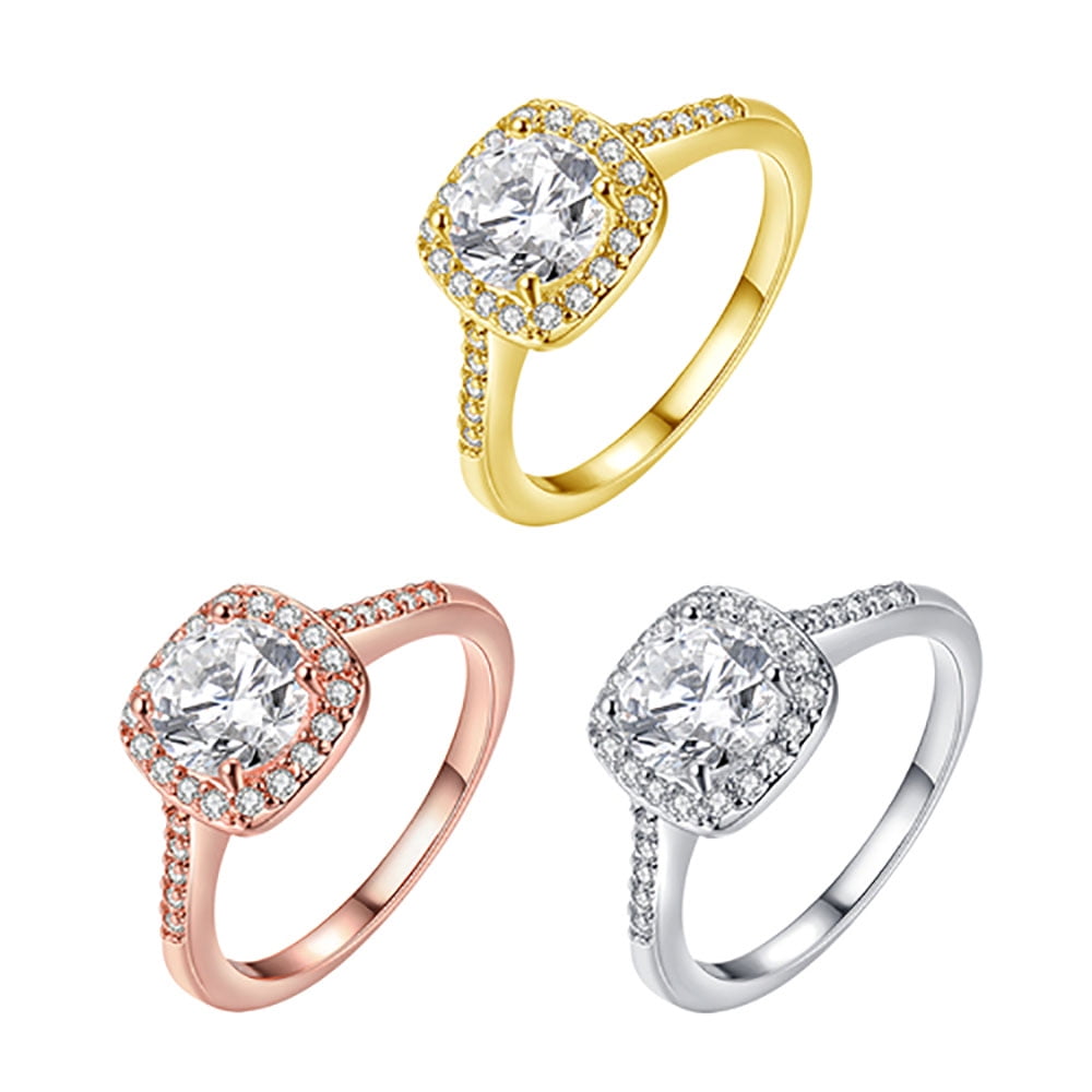 Renee Halo Engagement Ring Cz Women Gold Plated Ginger Lyne Collection