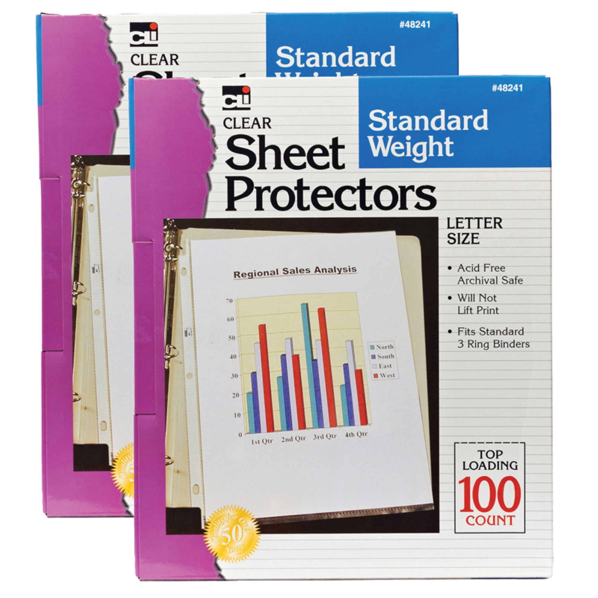Sheet Protectors, Clear, 100 Per Pack, 2 Packs