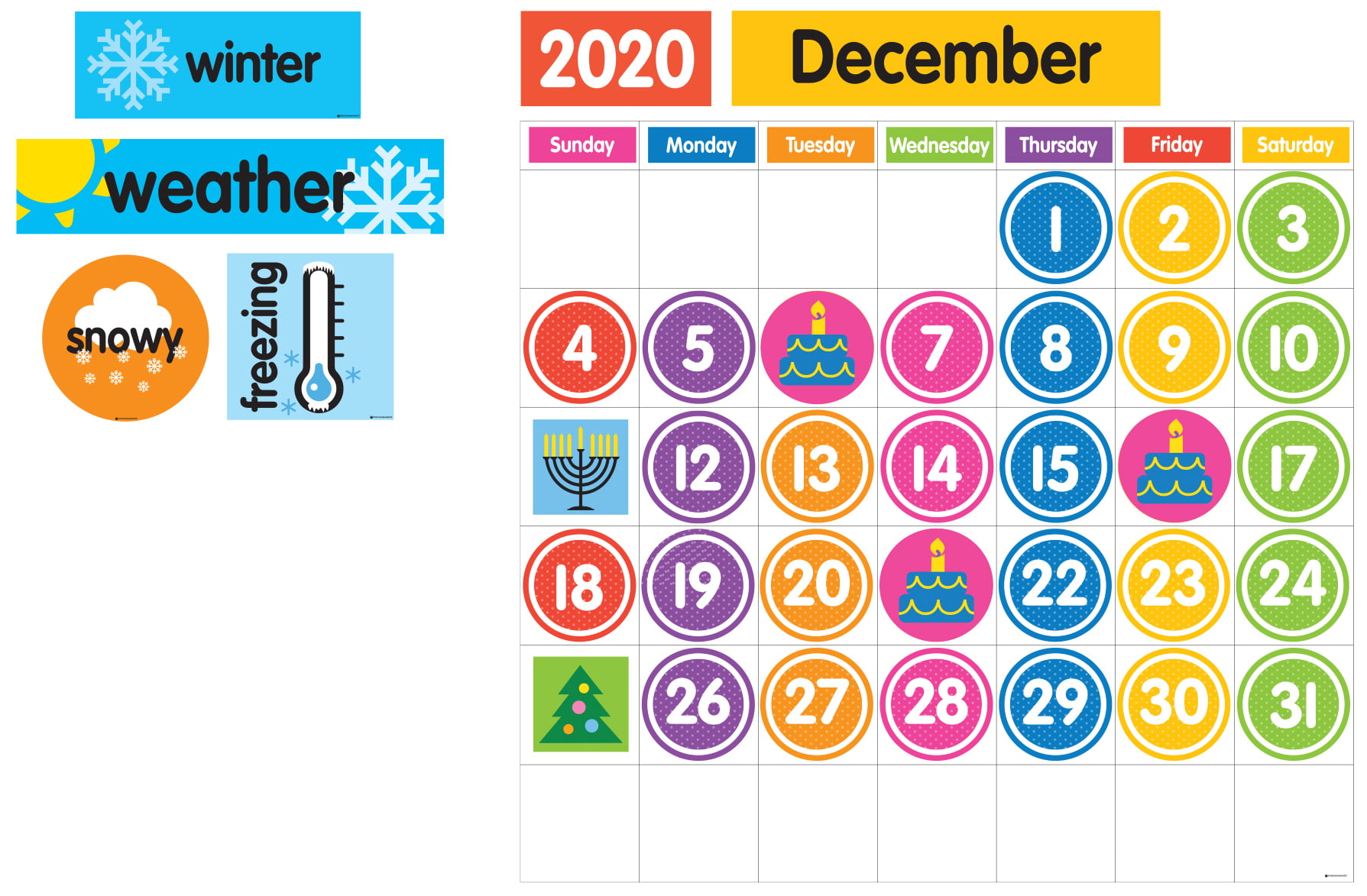 Children's Magnetic Calendar 70 Magnets Events Organisation Birthdays School  3+ 