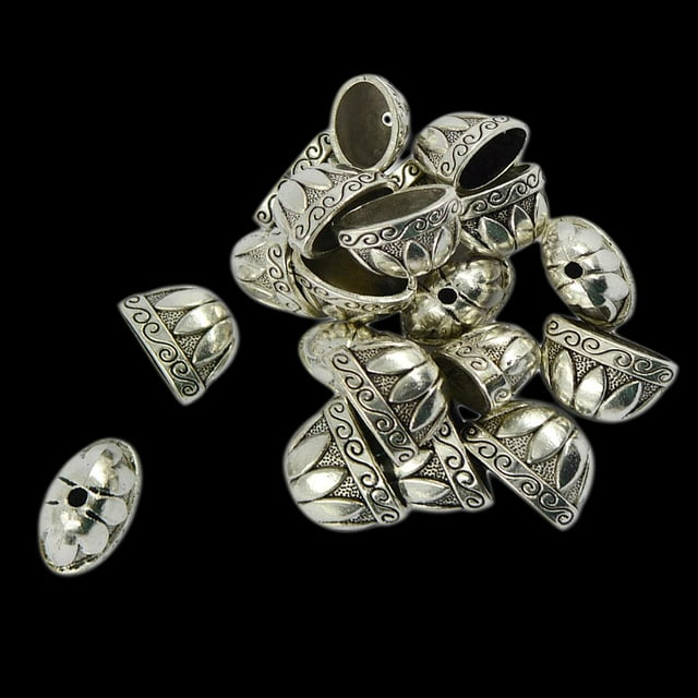 20 Piezas Grabadas Grandes Gorras de de Peltre Hallazgos de Joyería Artesanía Plata de Tíbet Yinane Spacer Beads
