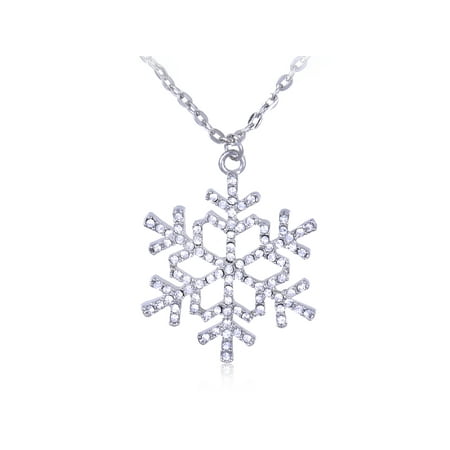 6704 Snowflake Pendant - Ice Crystal Clear Rhinestone Christmas Winter Snowflake Holiday Pendant Necklace