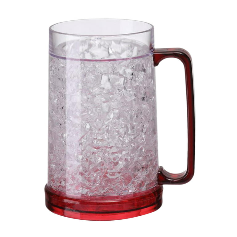 Beer Mugs with Gel Freezer 16 oz, Double Walled Beer Mugs with Handles,  Color Handles Set Of 4
