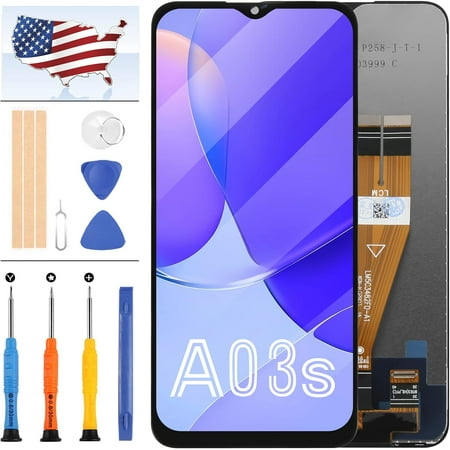 for Samsung Galaxy A03s LCD Screen Replacement for SM-A037F SM-A037F/DS SM-A037M SM-A037G SM-A037U LCD Display Touch Digitizer Glass Panel Assembly Repair Parts Kit with Tools (Small Glass no Frame)