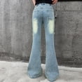 thumbnail image 7 of YunPes Teen Girls Flare Jeans High Waist Bell Bottom Pants Distressed Butterfly Patchwork Jeans Casual Cute Applique Denim Leggings, 7 of 7