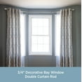thumbnail image 2 of Kenney Bryce Decorative Steel Bay Window Double Curtain Rod, 78-144" Adjustable Length, 3/4" Dia., Brushed Nickel, 2 of 7
