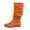 Orange, variant on Women's Mid-Calf Boots Long Color Toe Warm Pure Autumn Round Thick Straight Sole Women's Boots