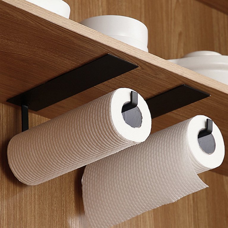 Paper Towel Holder Wall or Under Cabinet Wood Black 