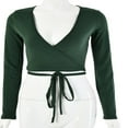 thumbnail image 3 of Haut Court Aguichant Slim pour Femmes Col en V Profond devant Lacé, 3 of 7