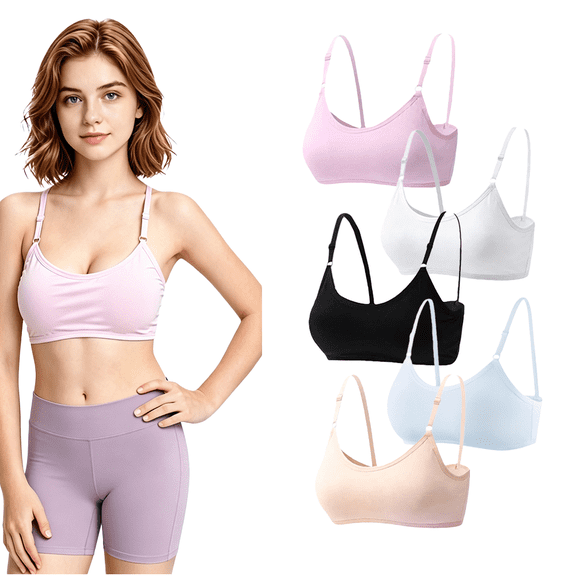 Girl Bra Training Fit for 10-16 Years Girls Thin Cotton Elastic Shoulder Straps Sports Bralette Bras Running Solid