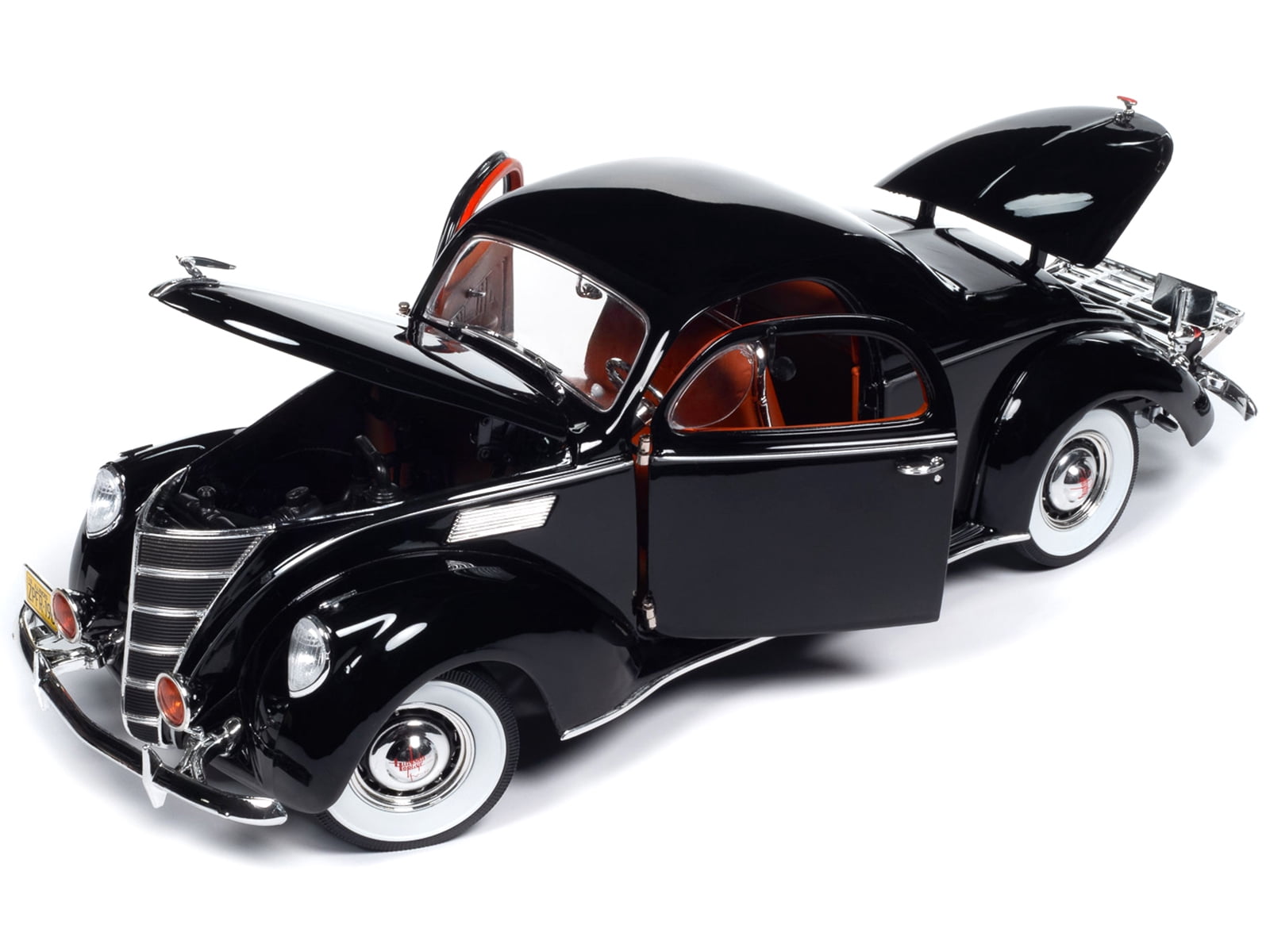 1937 Lincoln Zephyr Black with Red Interior 1/18 Diecast Model Car
