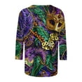 thumbnail image 5 of SOOMLON Mardi Gras Outfit for Women Tuesday Shirts Carnival Themed Party 3/4 Sleeve Outfits Funny Mask Graphic Tshirts Tunic Round Neck Tops New Orleans Holiday Blouses 2025 Multicolor XL, 5 of 5