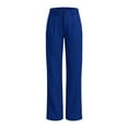 thumbnail image 5 of Womens Casual Pants Solid Color Wide Fit Trouses Straight Leg Athletic Work Pants With Pockets, 5 of 6
