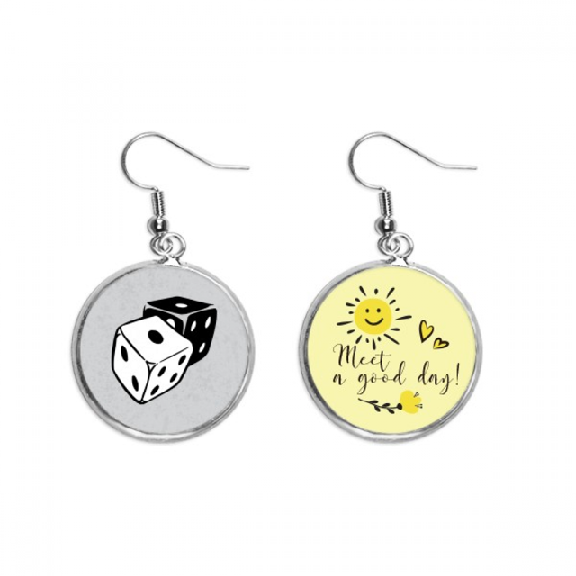 El casino de los dados negro blanco ilustracion Pendiente Sol Flor Pendiente Joyas Moda Unbranded M