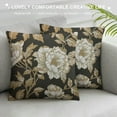 thumbnail image 3 of Nawypu  Peonies and Roses Throw Pillow Cover Gold and White Flower Leaves Foliage Berries Oriental Style Luxury Bloom Pillow Case Decorative Men Women Boy Girl Room Cover for Couch, 3 of 5