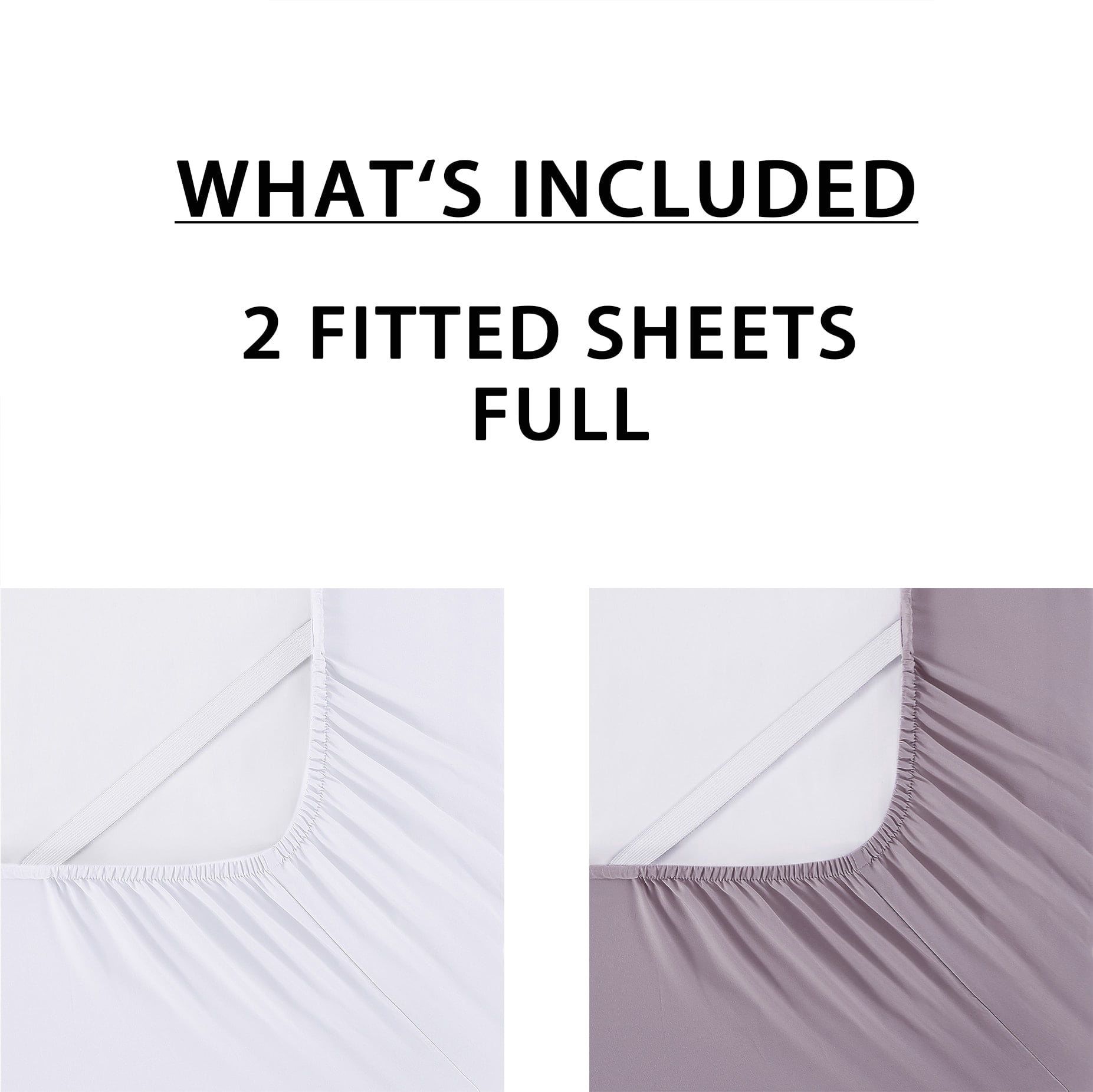 Mainstays Super Soft Microfiber 2-Pack Fitted Sheet, Full, Hazy Purple/ Arctic White, 2 Piece