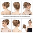 thumbnail image 4 of 1 pieza de moño sintético desordenado con trenzas, moño con banda elástica, extensiones de cabello postizo liso para mujer, 4 of 5