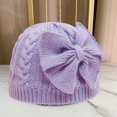 thumbnail image 3 of 0-12 Months Baby Girls Hat Bow Twist Pattern Infant Solid Color Knitted Beanie Cap for Party, 3 of 8