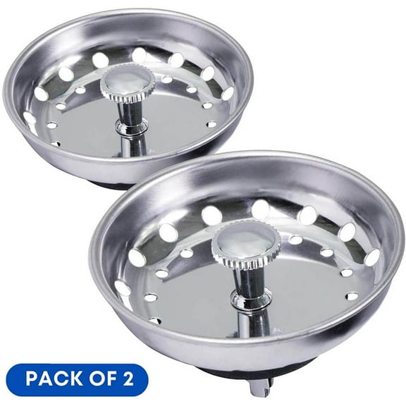 Kitchen Sink Basket Strainer Replacement for Standard Drains(3-1/2 Inch)Heavy Duty Stainless Steel with Rubber Stopper for Kitchen Sinks
