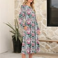 thumbnail image 5 of Women's Christmas Printed Fashionable Loose Round-Neck Dress, Holiday Print, Casual Wear, Retro Style, Comfort Fit, Everyday Dress, Festive,Sky Blue,XL, 5 of 5