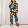 thumbnail image 2 of Balery Retro Pop Art Collage Conjunto de Pijama con Estampado para Mujer, Conjunto de Dos Piezas con Manga Larga, Ropa de Dormir Suave con Bolsillos, Pijamas Cómodos-Small, 2 of 7