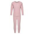 thumbnail image 3 of Miutii Kids Striped Thermal Underwear Set Boys Girls Long Johns Base Layer Long Sleeve T-Shirt Tops with Leggings Set Pink 3-4, 3 of 7
