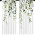 thumbnail image 3 of Eucalyptus Leaves Kitchen Curtains Rod Pocket Watercolor Sage Green Leaf on The Top Floral Small Short Cafe Tier Curtains Plant Window Drape Treatment Home Decor(27.5W X 39L Inch 2 Panels), 3 of 6