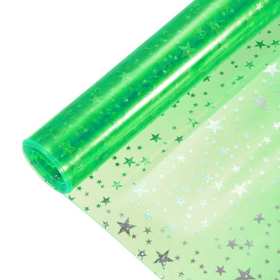 Holographic Clear Vinyl Film Sparkle Holographic Fabric 12"x48",Fluorescent Green