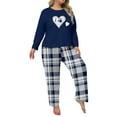 thumbnail image 2 of Mifsaly Plus Size Pajamas for Women Set Oversized Lounge 2 Piece Crewneck Long Sleeve Comfy Nightwear Cute Hearts Print Sleepwear Plaid Loose High Waist Pants Xl-5Xl Casual Homewear, 2 of 4