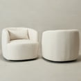 thumbnail image 4 of KINWELL Linen Blend Swivel Barrel Chair Set of 2, No Assembly Upholstered 34" Wide Breathable Textured Weave Fabric Accent Chair for Living Room Office Lounge, Ivory, 4 of 14