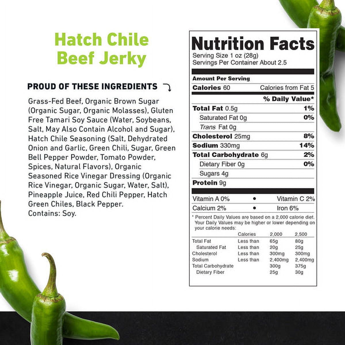Country Archer Jerky Beef Hatch Chile 2.5 Ounces Pack Of 12
