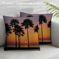 thumbnail image 3 of COMIO  Hawaiian Throw Pillow Cushion Cover, Hawaiian Sunset on Big Island Anaehoomalu Bay Ocean Romantic Resort, Decorative Square Accent Pillow Case, Mauve Black, 3 of 5