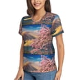 thumbnail image 2 of Vsdgher Cherry Blossoms Women Shirts V Neck Short Sleeve Tops T-Shirt Basic Tees, S to 3XLSmall, 2 of 5