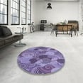 thumbnail image 4 of Ahgly Company Machine Washable Indoor Square Transitional Purple Mimosa Purple Area Rugs, 5' Square, 4 of 7