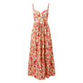 thumbnail image 2 of XIAONU Floral Print Spaghetti Strap Maxi Dress For Women Front Cutout Tiered Vacation Dress, 2 of 6