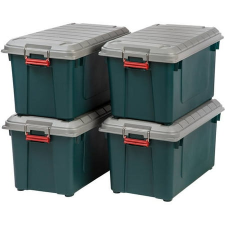 IRIS 4pk 82qt Heavy Duty Plastic Storage Bin Green