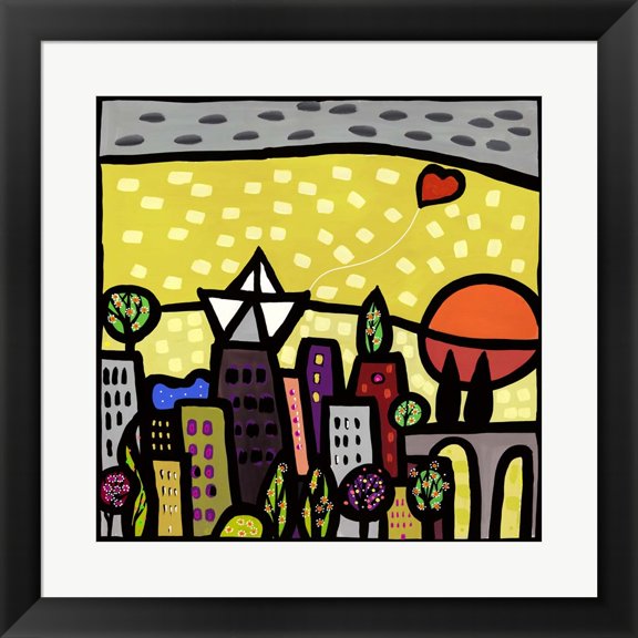 Il Cuore vive sulla Piccola Citta by Wallas, Framed Wall Art, 19.5W x 19.5H